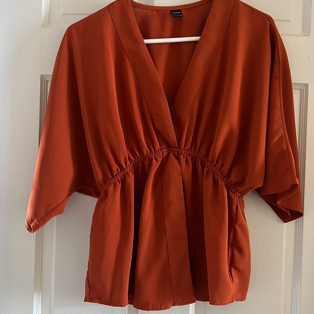 Batwing Sleeve Blouse with Elastic Waist